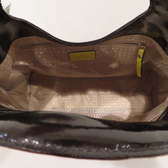 Women Handheld Brown Owl Patent Leather Suede Purse Bag Kate Spade Maximillian - Picture 13 of 16